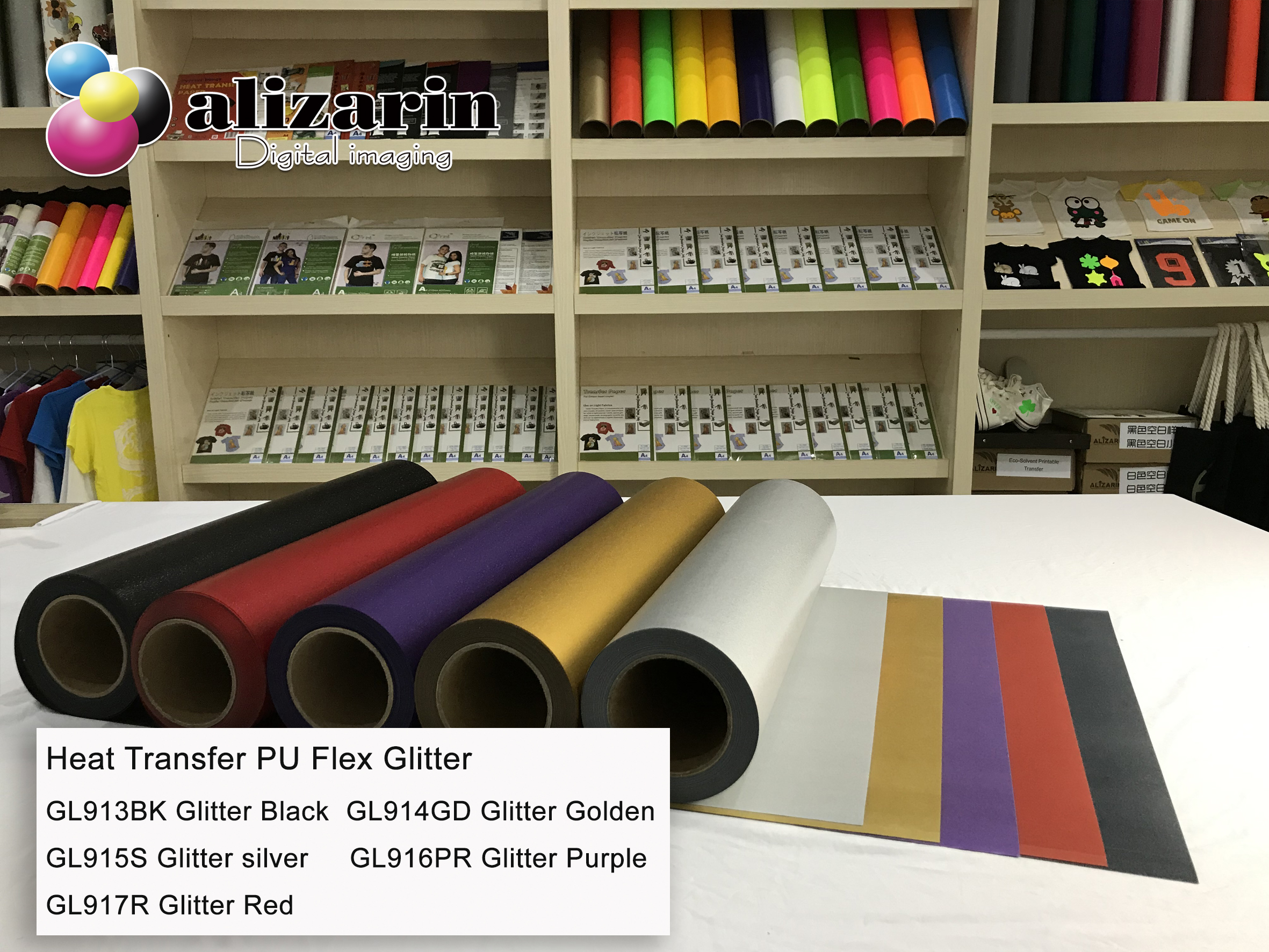 Alizarin warmteoverdracht vinyl glitter