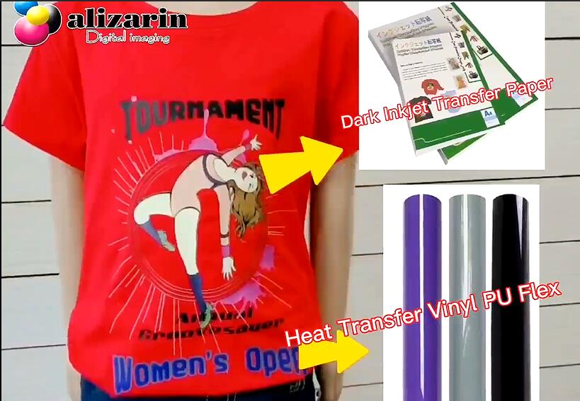 Make a colorful and pure color T-shirts by alizarin HTW-300R and heat transfer PU flex regular