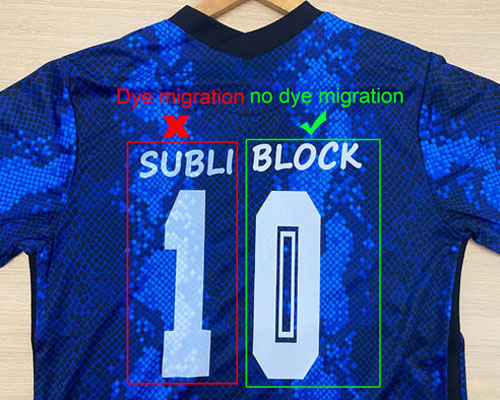 polyester jersey-333 တွင် ဆိုးဆေး ရွှေ့ပြောင်းခြင်း မရှိပါ။